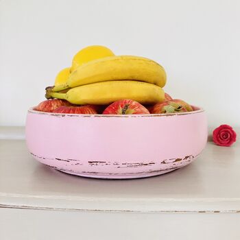 Antique Painted Pink Wooden Fruit Bowl ~ Five, 2 of 6