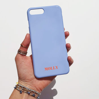 Blue And Terracotta Orange Personalised Phone Case, 3 of 5
