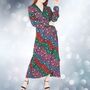 Christmas Party Dress Women's Star Print Long Sleeve Wrap, thumbnail 1 of 4