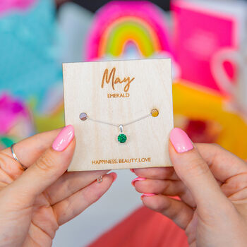 Personalised Birthday Silver Birthstone Necklace Card, 2 of 12