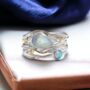 Moonstone And Blue Fire Opal Ring In Sterling Silver, thumbnail 2 of 8