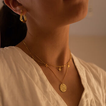 Chunky 14 K Gold Plated Layer Goddess Necklace, 3 of 11