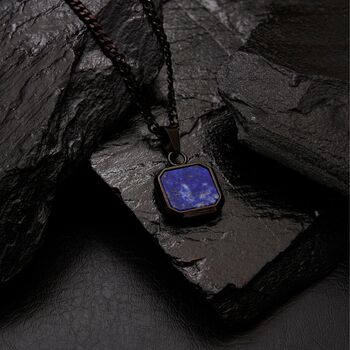 Lapis Lazuli Stone Pendant For Men, Black Pendant Necklace, 4 of 10