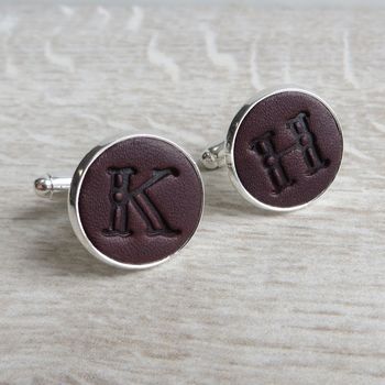 Personalised Leather Initial Cufflinks, 9 of 12