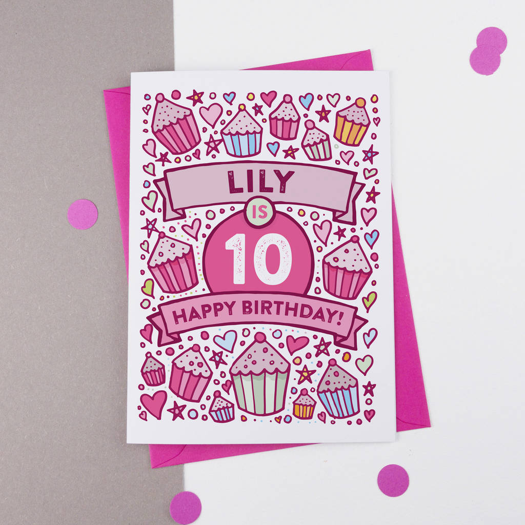 10th Birthday Card Cupcake Personalised