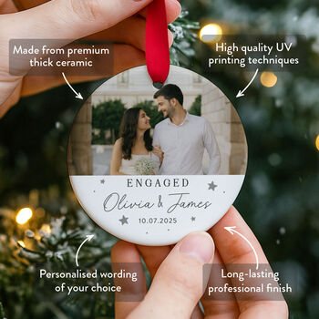 Personalised Engagement Ornament With Photo And Names, 2 of 8