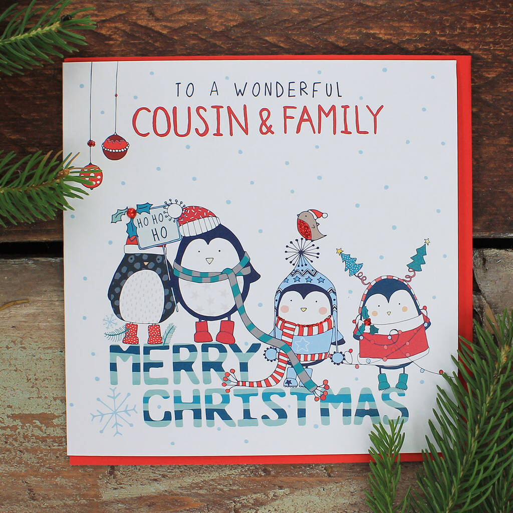 Merry Christmas Cousin And Family Card By Molly Mae | notonthehighstreet.com