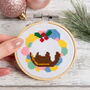 Christmas Pudding Cross Stitch Kit Three Inch Hoop, thumbnail 1 of 5