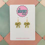 Ribbon Bow Mini Glitter Resin Earrings, thumbnail 9 of 12