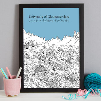 Personalised University Of Gloucestershire Graduation Gift Print, 7 of 8