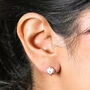 White Enamel Mushroom Stud Earrings In Gold, thumbnail 2 of 4