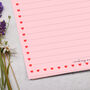 A5 Pink Letter Writing Paper With Ditsy Heart Border, thumbnail 2 of 4