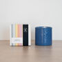 Lino Print Botanical Candle Pot With Refill Denim Blue, thumbnail 2 of 7