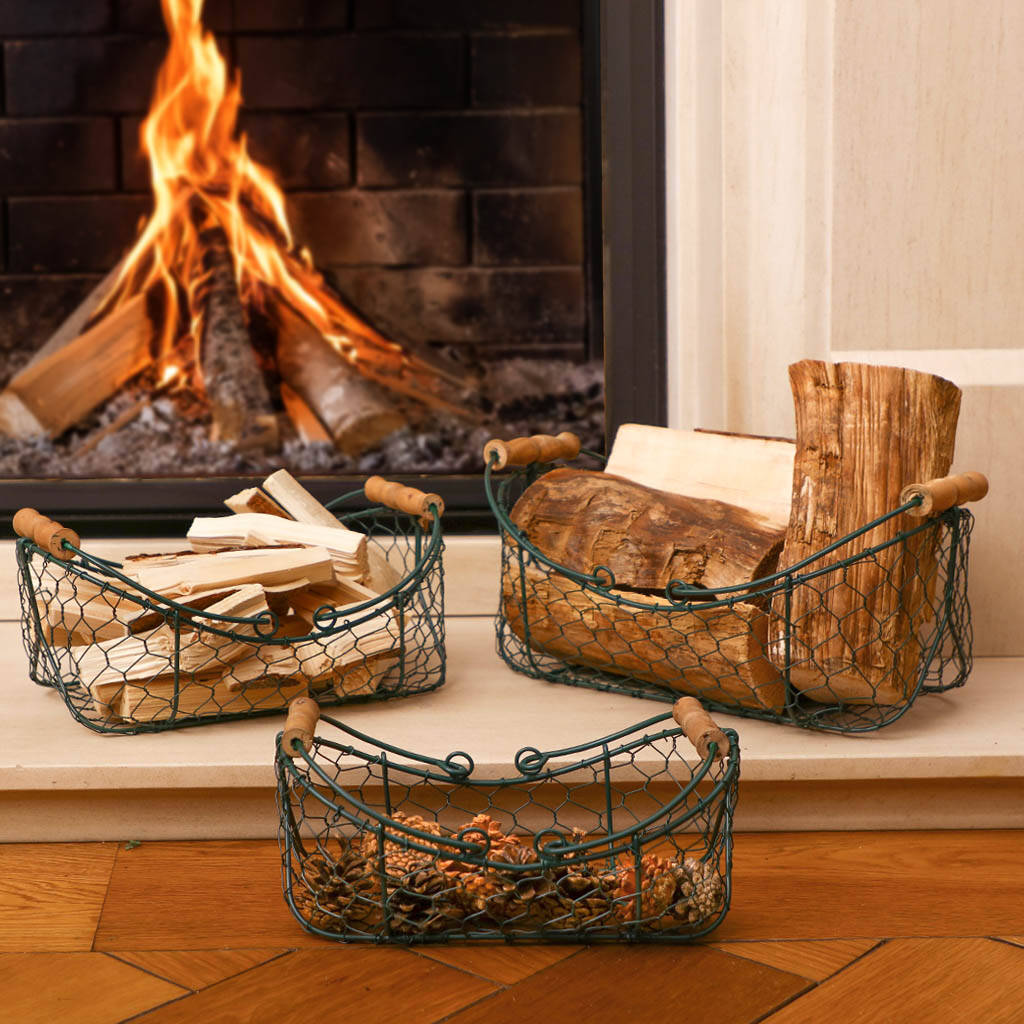 Set Of Three Fireplace Log Baskets, 1 of 6