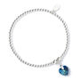Blue Crystal Heart Sterling Silver Ball Bead Bracelet, thumbnail 1 of 4