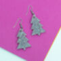 Simple Christmas Tree Earrings Green Glitter, thumbnail 5 of 5