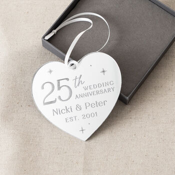 25th Anniversary Silver Acrylic Hanging Decoration, 2 of 4