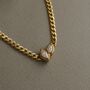 Marquise Bezel Charm Choker Necklace In 18 K Gold Adjustable Everyday Jewellery, thumbnail 1 of 11