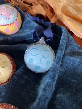 Moon Face Ceramic Glitter Bauble, 7 of 8
