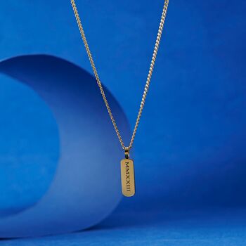 Engraved Bar Pendant Chain Necklace For Men And Women, Name Jewelry, 3 of 11