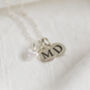 Sterling Silver Round Initial Necklace With Heart Charm, thumbnail 2 of 10