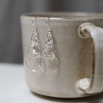 Sterling Silver Wire Circle Drop Earrings, 3 of 11