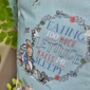 Peter Rabbit Name And Date Cushion Mint And Floral, thumbnail 9 of 9