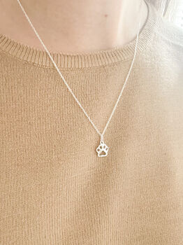 Sterling Silver Paw Print Necklace, 3 of 5