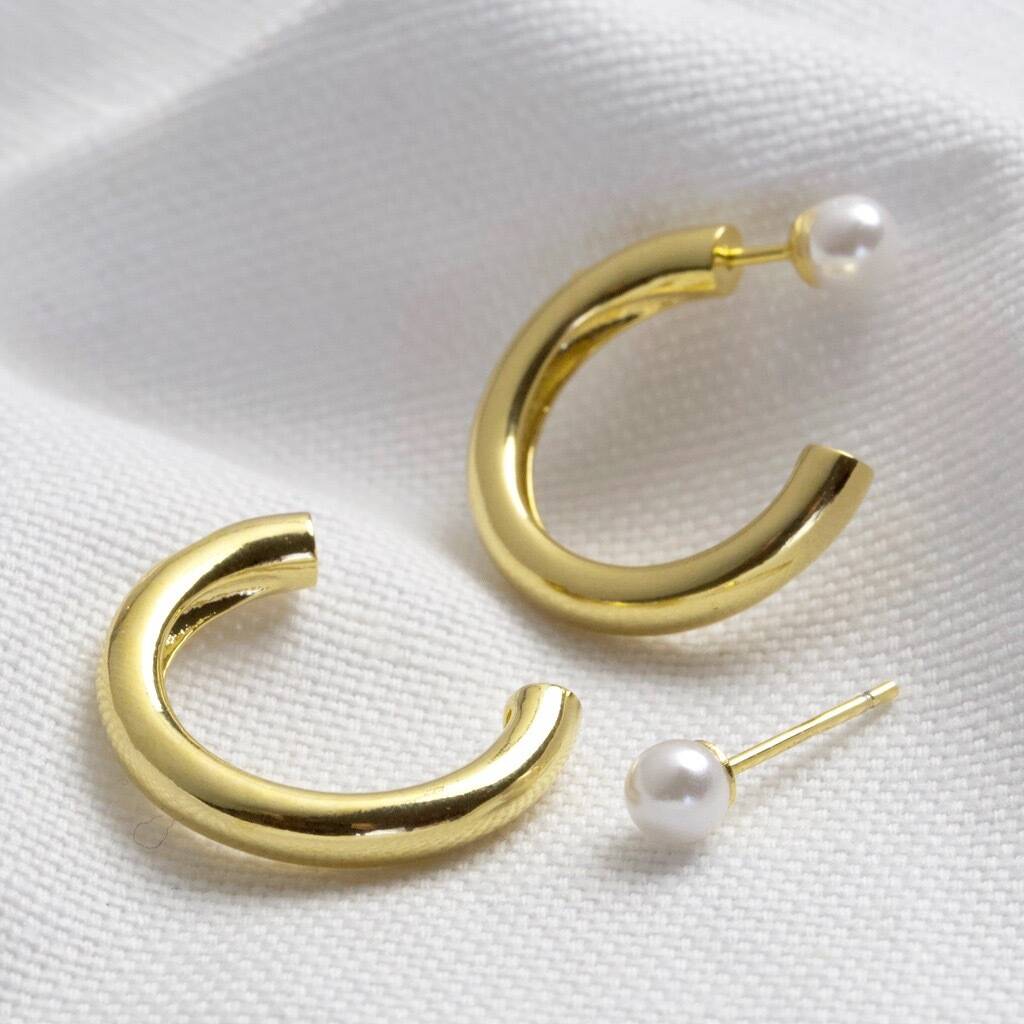 Two Part Pearl Hoop Earrings By Lisa Angel | notonthehighstreet.com