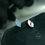 Mismatched Enamel Beech And Ginkgo Leaf Stud Earrings In Sterling Silver, thumbnail 6 of 12