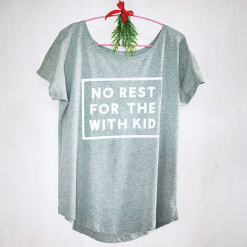 'No Rest For The With Kid' Women's Loose Fit T Shirt, 3 of 5