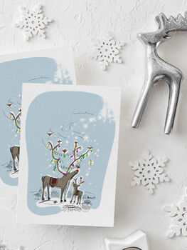 Set Of Three Reindeer Christmas Cards, 2 of 3