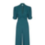 Glamorous Trouser Suit In Emerald Moss Crepe, thumbnail 3 of 4