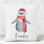 Personalised Penguin Christmas Cushion, thumbnail 1 of 2