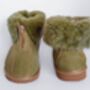 Genuine Sheepskin Slippers With Zipper Olive, thumbnail 5 of 6