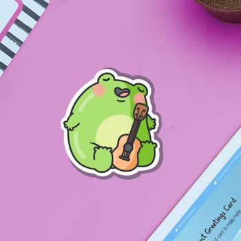 Frog Playing Guitar Vinyl Sticker, 6 of 8