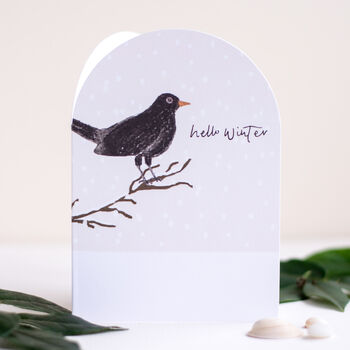 Hello Winter Blackbird Christmas Card, 4 of 5