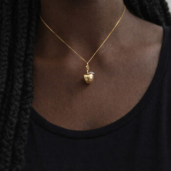 Personalised Gold Plated Sterling Silver Apple For The Teacher Pendant Necklace, 3 of 7