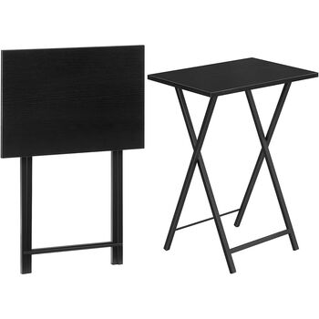 Set Of Two Small Black Side Table Folding Tray Table, 4 of 9