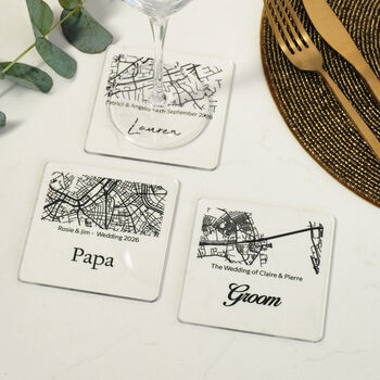 Personalised Acrylic Map Place Setting Coasters, 2 of 9