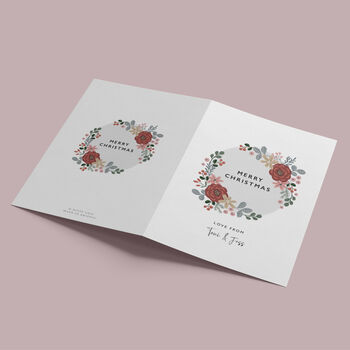 Floral Christmas Wreath Bouquet Personalised Card Pack, 3 of 4