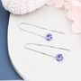 Amethyst Purple Cz Dot Threader Earrings, thumbnail 4 of 9