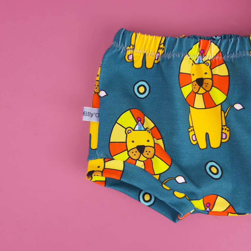 Illustrated 'Circus Lion' Print Baby And Toddler Shorts, 1 of 7