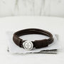 Personalised Crest Silver And Leather Bracelet, thumbnail 1 of 6