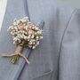 Wedding Dried Flower Buttonhole Boho Blush Rose, thumbnail 1 of 2