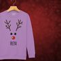 Rudolph The Reindeer Personalised Kids Sweatshirt Christmas Jumper, thumbnail 5 of 12