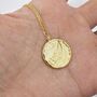 Sterling Silver Fern Leaf Round Disk Coin Pendant Necklace, thumbnail 4 of 11