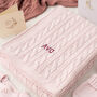 Luxury Girls Pale Pink Cable Baby Blanket, thumbnail 1 of 11