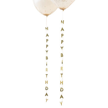 Happy Birthday Balloon Gold Foiled Tails, 2 of 3