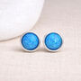 Sterling Silver Blue Opal Stud Earrings – 6mm, thumbnail 3 of 10